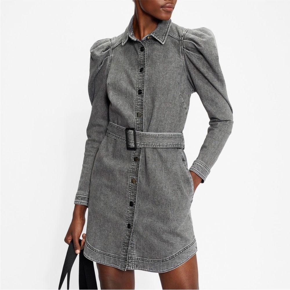 Ted Baker Dress Pasccal Mini Button Down Belted in Denim Grey